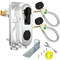 GardenNow 2-Stage Automatic Changeover LP Propane Gas Regulator with Two 15" RV Pigtail Propane Hoses with Gauge, QCC1 x 1/4" Inverted Male Flare, Propane LP Gas Regulator for RV Camper Trailer