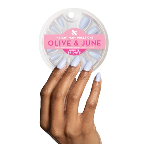 Olive & June Instant Mani Press-On Nails | (Glue) Medium, Almond 42 Fake Nails, 21 Sizes | Non-Toxic, Long-Lasting Recycled Materials Realistic Look | Salon-Quality at Home | BP