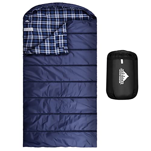 AGEMORE Cotton Flannel Sleeping Bag for Adults, Lightweight XXL Cotton Sleeping Bag for Camping