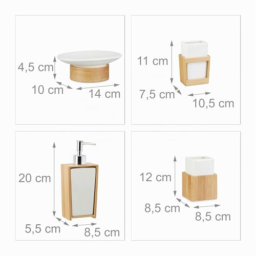Set accessoires salle de bain bambou 4 pcs 250 ml Relaxdays
