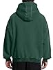 Dnzzs Mens Zip Up Hoodie Oversized Acid Wash Hoodie Heavyweight Fleece Full Zipper Vintage Sweatshirt Fall Fashion Zip Jacket, Dark Green, XS #4