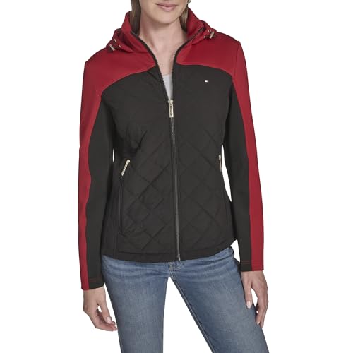 Tommy Hilfiger Women's Sportswear Quilted Scuba Outerwear Jacket, Black Multi, Small