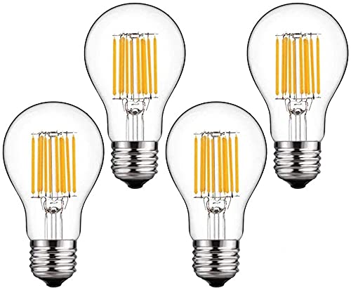 Aiwerttes Ampoule LED Edison 12W Équivalent 100W 1000LM, Blanc Doux 3000K, Ampoules à Filament LED Edison à Vis E27, Lampe Antique en Verre Clair Style Vintage A60, Non Dimmable, Paquet de 4