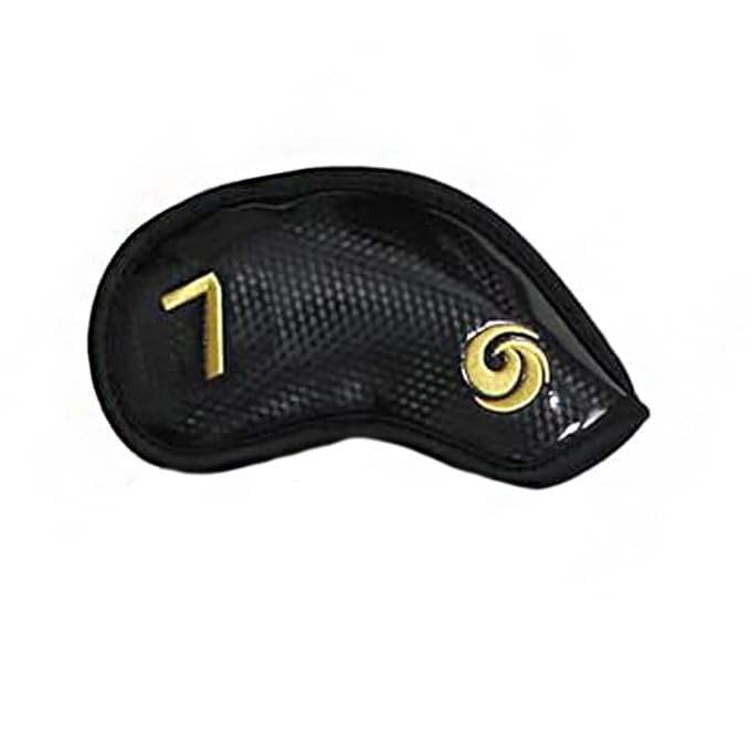 Scott Edward 10pcs/12pcs Leather Golf Iron Head Covers Thick Synthetic PU Wedge Golf Headcover with Embroidered Number Tags Fit Most Clubs(Single 7)