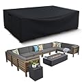 HIGHTQURO Patio Furniture Covers Waterproof, Heavy Duty 600D Outdoor Furniture Covers for Outside Sectional Sofa Set,Tear Resistance and Anti-UV, Black,126"L x 126"W x 28"H