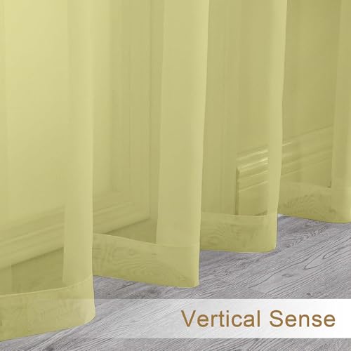 Image of Chyhomenyc Sheer Curtains 54 Inch Long 2 Panels Set, Light Filtering Short Soft Airy Short Cafe Curtains, Modern Rod Pocket for Dinning Living Room Bedroom, Each 42Wx54L in, 2PCS, Lemon