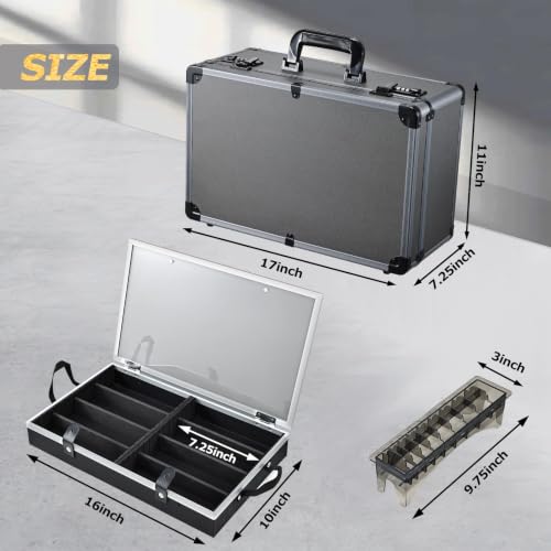 Image of Yueieoun Professional Barber Case - Portable Barber Tool Case Hair Clipper Organizer with Combo Locks, Detachable Trays for Clippers, Shears, Razors, Trimmers - Secure Storage for Barbershop or Travel