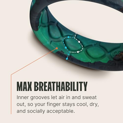 Image of Groove Life Stackable Ring Set for Women, Breathable Silicone Wedding Bands | Medical-Grade Silicone, Stackable Comfortable Fit, Flexible Rubber Ring Set, Safe Breakaway Design for Gym, Travel & Workout