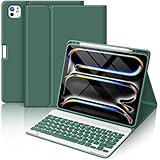 FUWANG Keyboard Case for iPad Pro 13 inch (M4) 2024, Magnetic Detachable Colorful Keys for iPad Pro 13 inch Case with Keyboard, Folio Cover with Pencil Holder for iPad pro 13', Auto Sleep/Wake - Green
