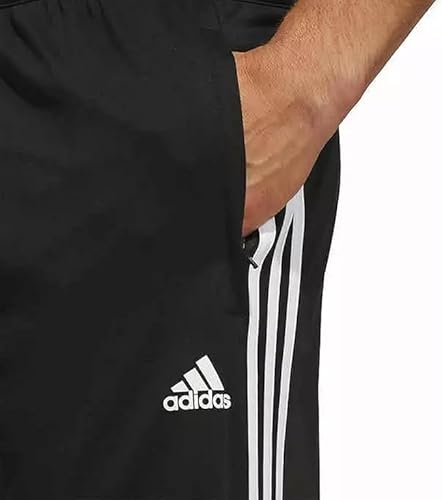 adidas Short masculino com 3 listras e bolsos laterais com zíper, Listra preta, GG
