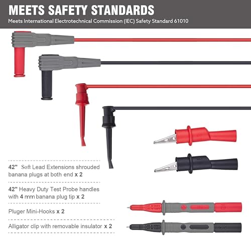 image for WGGE Soft Silicone ElectricianTest Lead Kit CAT III 1000V & CAT IV 600
