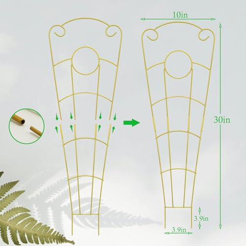 Image of 30 Inch Trellis for Climbing Plants Indoor 4 Pack Indoor Plant Trellis for Potted Plants Metal Garden Trellis for pots Indoor Outdoor for Monstera Pothos Vine Ivy Hoya(4Pcs 30inch Gold)