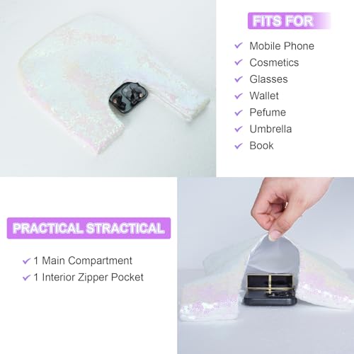 Image of Eternal Beauty Sequin Wristlet Bag, Reinforced Sparkly Evening Clutch for Wedding Guest, Cruise & Prom Mini Purse