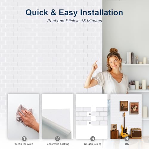 Image of WoveN SounD Brick Acoustic Panels, White, 8 Pack, 16x12 in | Self-Adhesive, Peel and Stick, NRC 0.95, Seamless Brick, Refined Sound, Home, Studio, Office, Theater