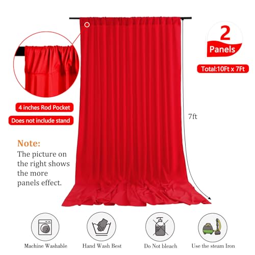 Image of 10 x 7 Feet Red Backdrop Curtain for Partie, Background Curtains for Photoshoot, Birthday, Wedding, Halloween, Thanksgiving, Christmas, New Year Party Decorations 5Ft x 7Ft, 2 Panels