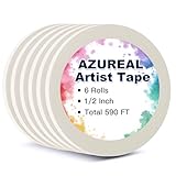 AZUREAL Artist Tape 6 Rolls, White Watercolor Tape for Paper Border, 1/2 Inch Wide...