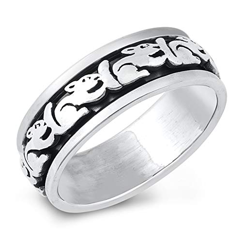 CloseoutWarehouse 925 Sterling Silver Oxidized Squirrel Band Ring