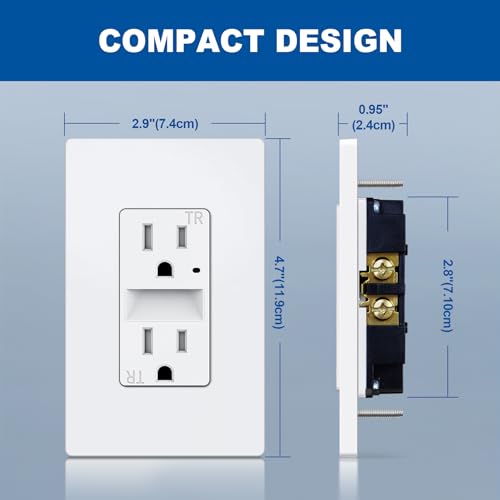 Image of CML 15A Outlet with Night Light for Hallway & Bathroom, ETL Listed, 5 Pack