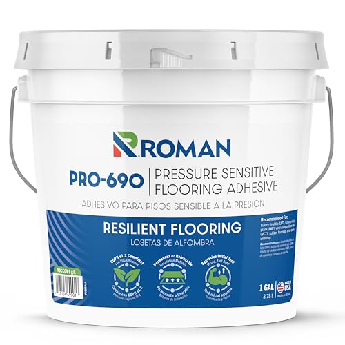 ROMAN PRO-690 Pressure Sensitive Flooring Adhesive – Zero VOC, Releasable or Permanent Install, for LVT, LVP & VCT – 1 Gallon (3.78 L)