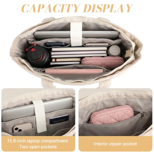 Image of PALAY Tote Bag for Woman Soft Lighweight Puffy Travel Handbag 15.6 inches Laptop Quilted Shoulder Hand Bags for Women