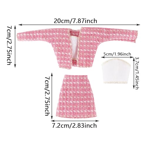 Lance Home® Set of 5 Autumn Clothes Dresses + Trousers Shoes Bag Fashion Hat Coat Wave Stitch for 29 cm Dolls Accessories Baby Christmas Gifts Casual Style - Image 4