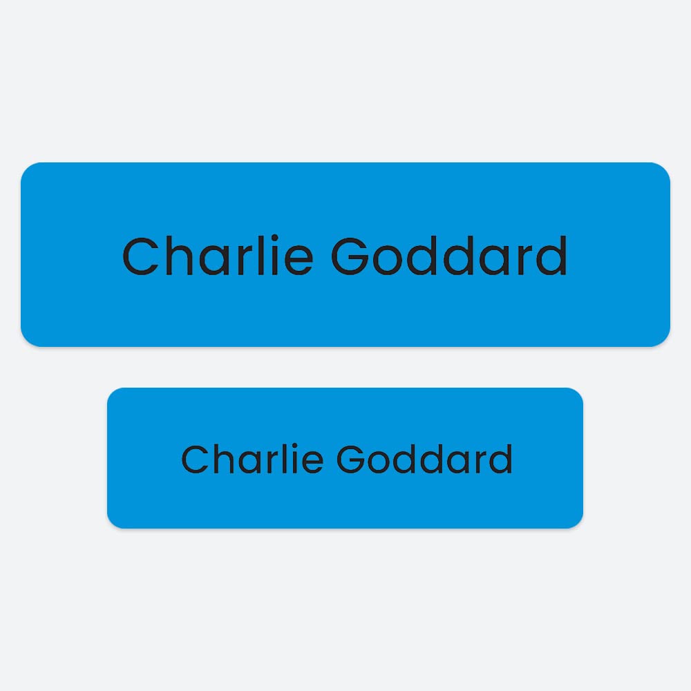 50 x No Iron Personalised Stick On Waterproof Washable Name Labels Great for Clothes, School Uniform, Equipment, Shoes. School, Nursery, Day Care, Hospital - Blue