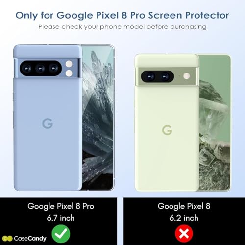 Image of Casecandy - (Pack 2 Screen Protector for Pixel 8 Pro | Curved Screen Guard Protector For Google Pixel 8 Pro - Fingerprint Support /Bubble Free /HD