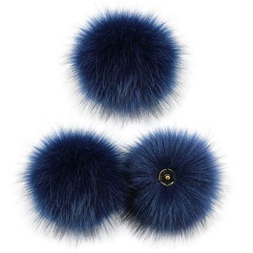 ECMQS 3 Pièces 10cm DIY Boule À Pompon Fourrure Colorée Avec Bouton-poussoir Amovible Pompon Moelleux Pour Bonnet À Tricoter Chaussures Écharpes Accessoires De Sac Cover