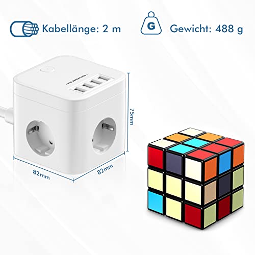 Ciabatta con USB, 7 in 1 Multipresa Cube (250 V/13...