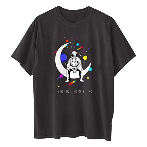 Image of Summer Y2k Tops for Womens, Casual Vintage Short Sleeve T-Shirt, Girls Oversize Loose Round Neck Elastic Tee