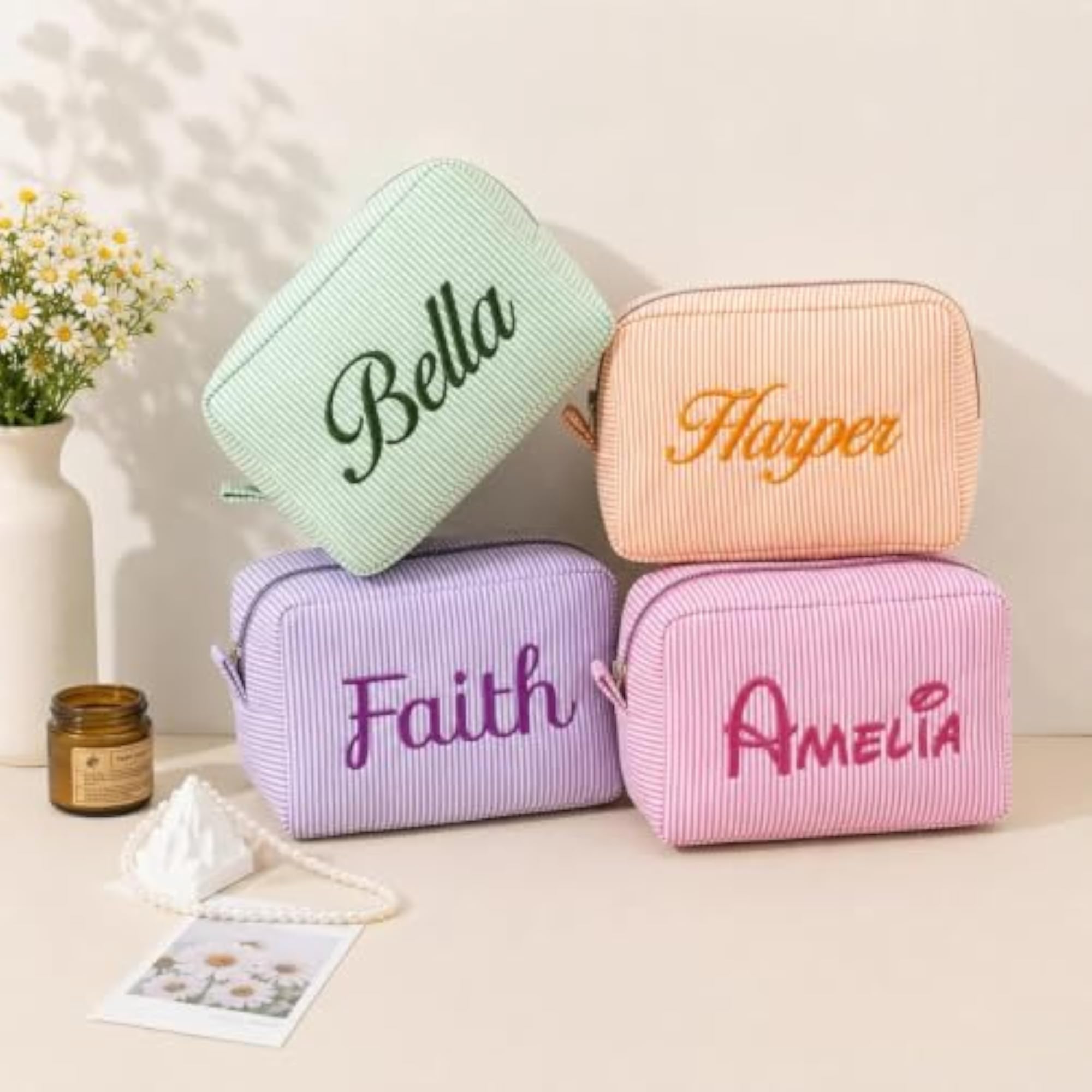 Personalized Cosmetic Bag for Women, Custom Name Pouch