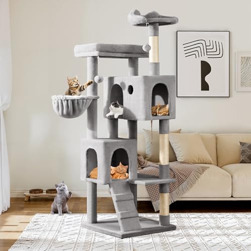 Allewie 64 Inches Cat Tree Tower/Multi-Level Activity Center for Indoor