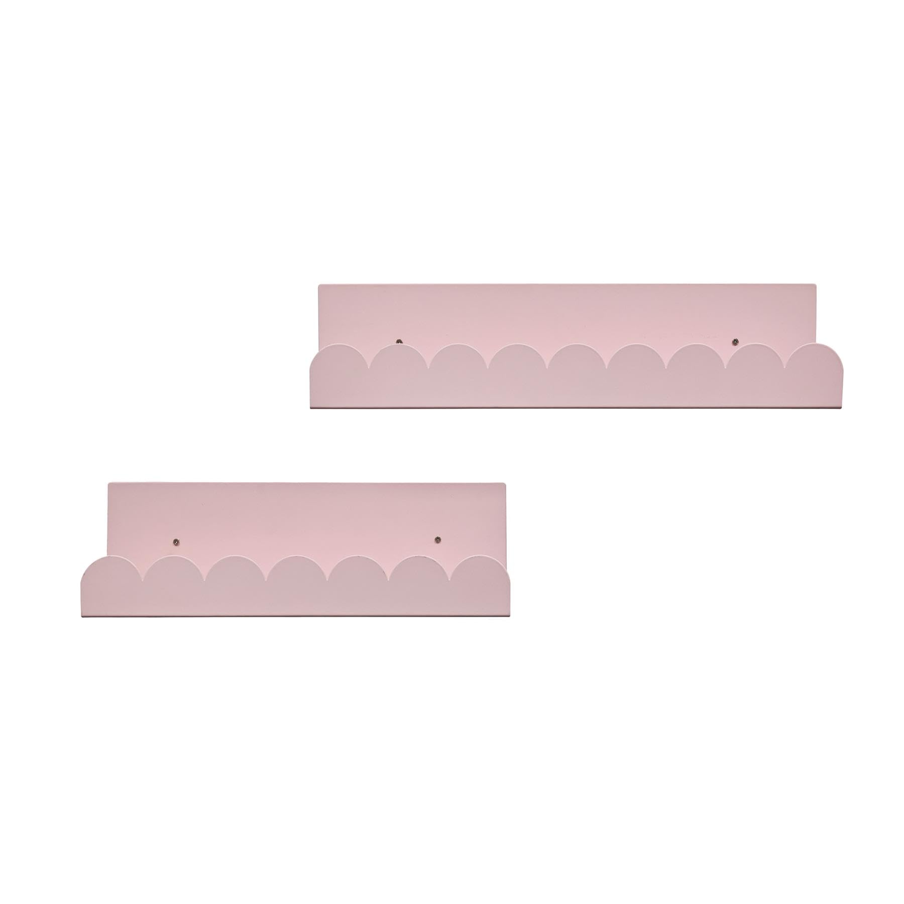OHS Floating Shelves, 2 Pack Scallop Wall Shelves Decorative Wall Shelves for Living Room Bedroom Bathroom Photo Gallery Bookshelf Display Shelf Easy to Install Metal Wall Shelf, Light Pink
