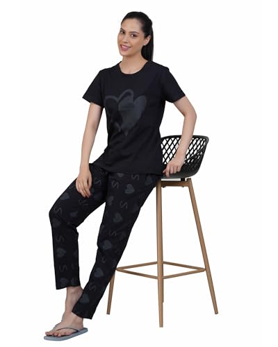 Image of Women's Premium Cotton Print Night Suits - Comfortable & Stylish Pajama Set with Pockets