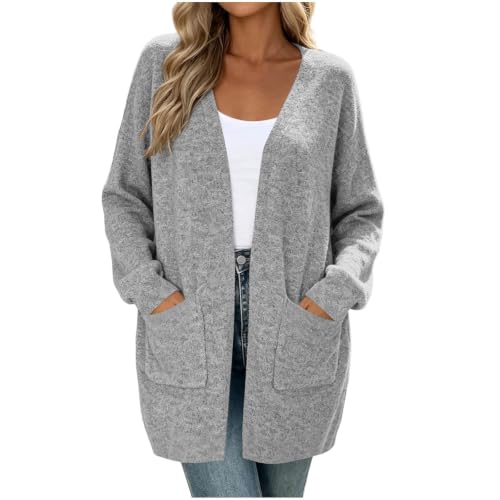 Sweater Cardigan Women Trendy Open Front Knit Soft Cardigans with Pockets — view 6