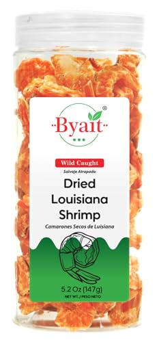Byait Dried Louisiana Shrimp 5.2 Oz, Approx. 230 Pieces, Premium Wild-Caught Shrimp, Fresh-Caught & Dehydrated...