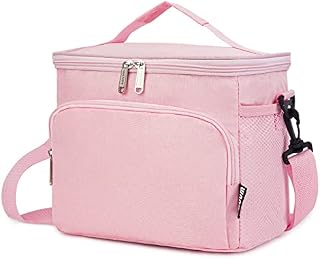 WANDF Insulated Lunch Bag Cooler Lunch Box for Women Men Leakproof Reusable Lunch Tote Bag for Work School Picnic Beach Hiking Waterproof Lunch Bag with Adjustable Shoulder Strap for Kids Adult (Pink)