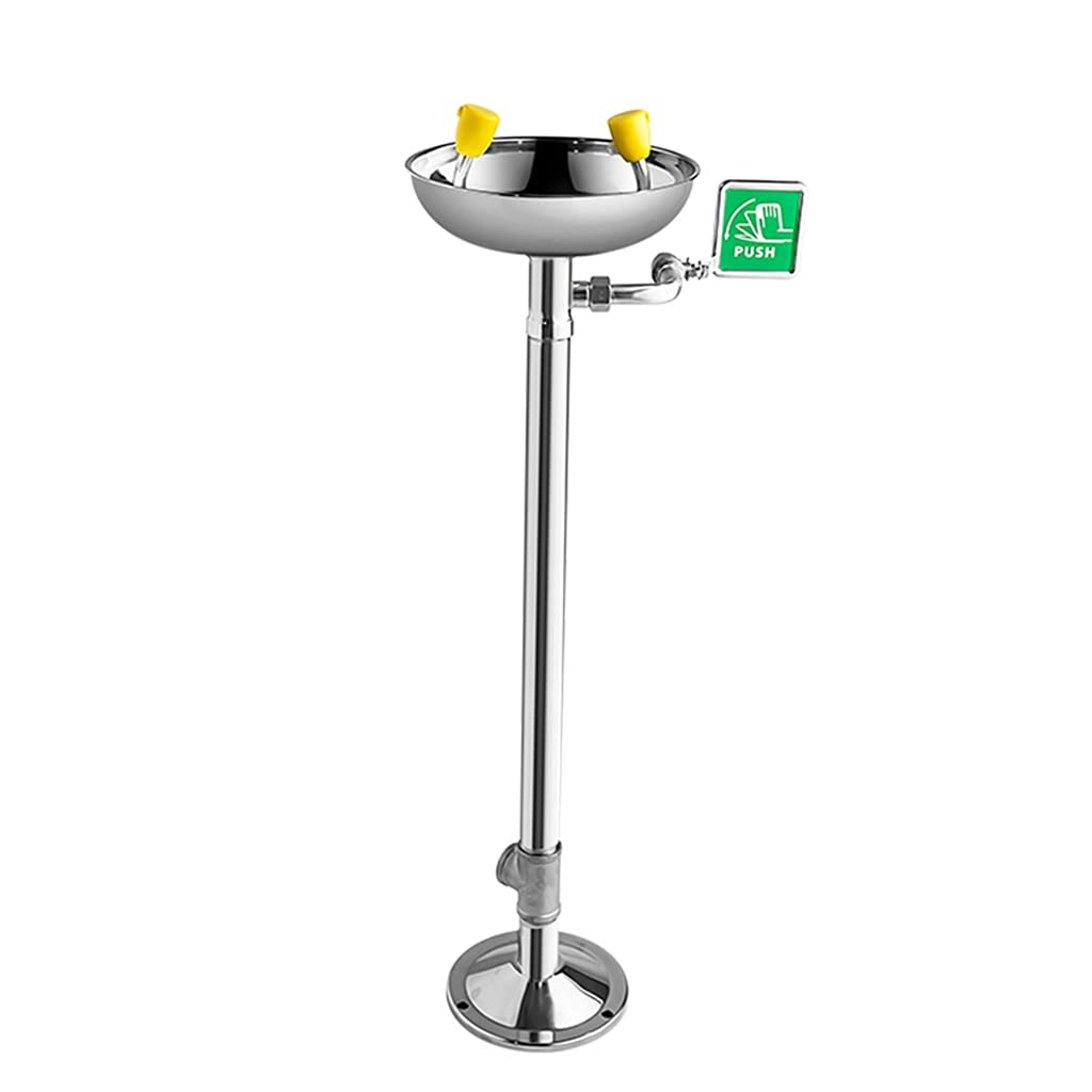 Lave-yeux d'urgence en acier inoxydable durable avec robinet double tête pour atelier