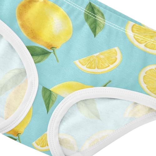 Watercolor Lemons Leaves Blue Cute Panties Girl Girls Underwear Toddler Cotton Funny Underpants Briefs 2t4