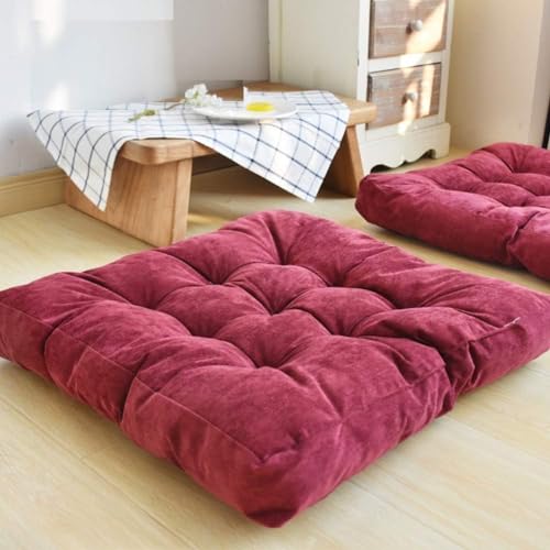 Image of Floor Pillow, Square Meditation Pillow for Seating on Floor Solid Thick Tufted Seat Cushion Meditation Cushion for Yoga Living Room Sofa Balcony Outdoor