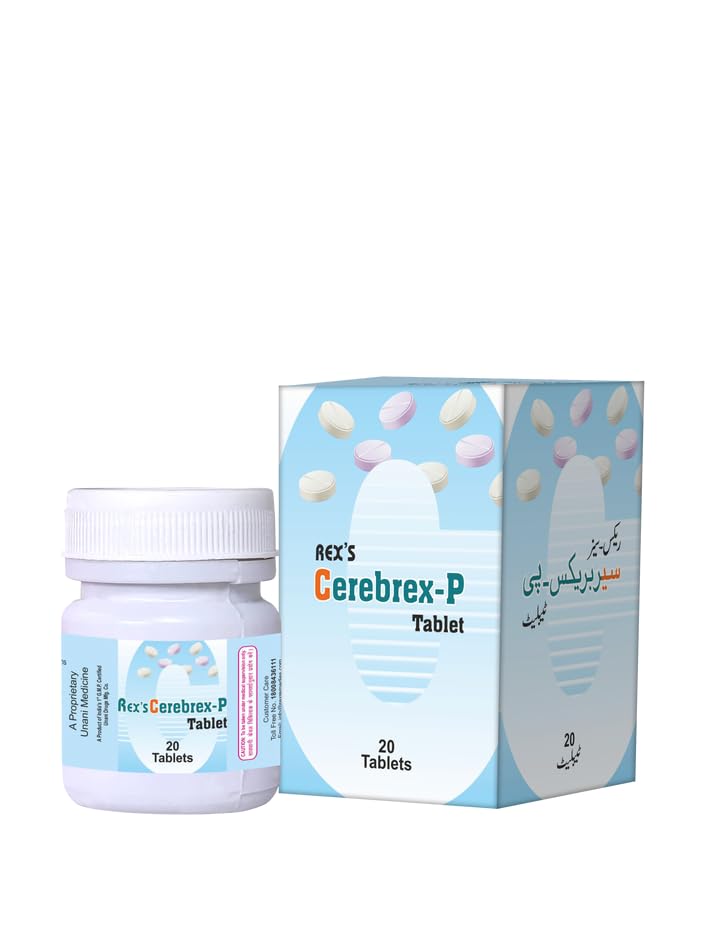 Rex's Cerebrex-P Unani Medicine Tablet, 20 Tablets (Pack of 4, 80 Pills) | Proprietary Unani Formula, Herbal Composition, Convenient Bottle Pack, Traditional Medicine, Easy-to-Swallow Tablets-image-18