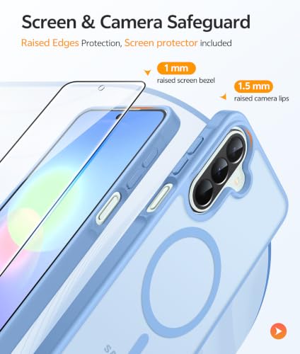 Image of FNTCASE for Galaxy A27 5G Phone Case: for Samsung A27 Cases [Fit for Magsafe] [Screen Protector] Military Grade Drop Protection, Translucent Matte Back, Slim Shockproof Protective Cover - Light Blue