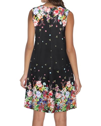 Image of Summer Dresses for Women 2026 Casual Sleeveless Sundress Floral Loose Fit Beach Cover Up with Pocket