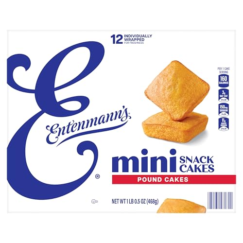 Entenmann's Pound Mini Snack Cakes, 12 individual packs, (1.38 oz each), Butter Cakes, 16.5 oz Multipack
