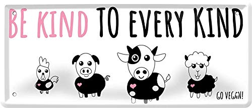 Be Kind to Every Kind - Go vegan veganistisch 28 x 12 cm spreuk decoratie metalen bord 1521