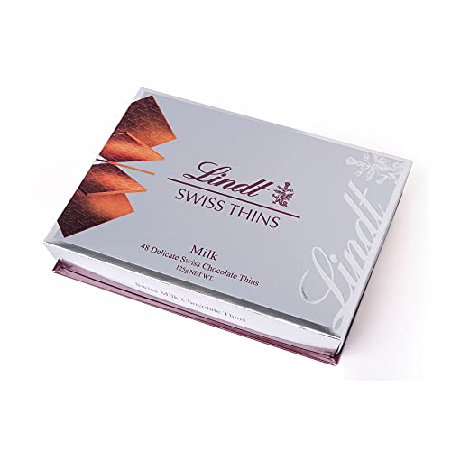 Lindt Swiss Thins Chocolate con Leche, laminas de chocolate extrafinas,125 g