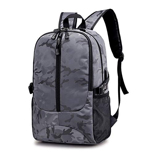 Preisvergleich Produktbild Computer Umhängetasche USB Ladetasche Großkapazität Camouflage Rucksack Outdoor-Tasche Reise-Business-Arbeit 18 Zoll Grau