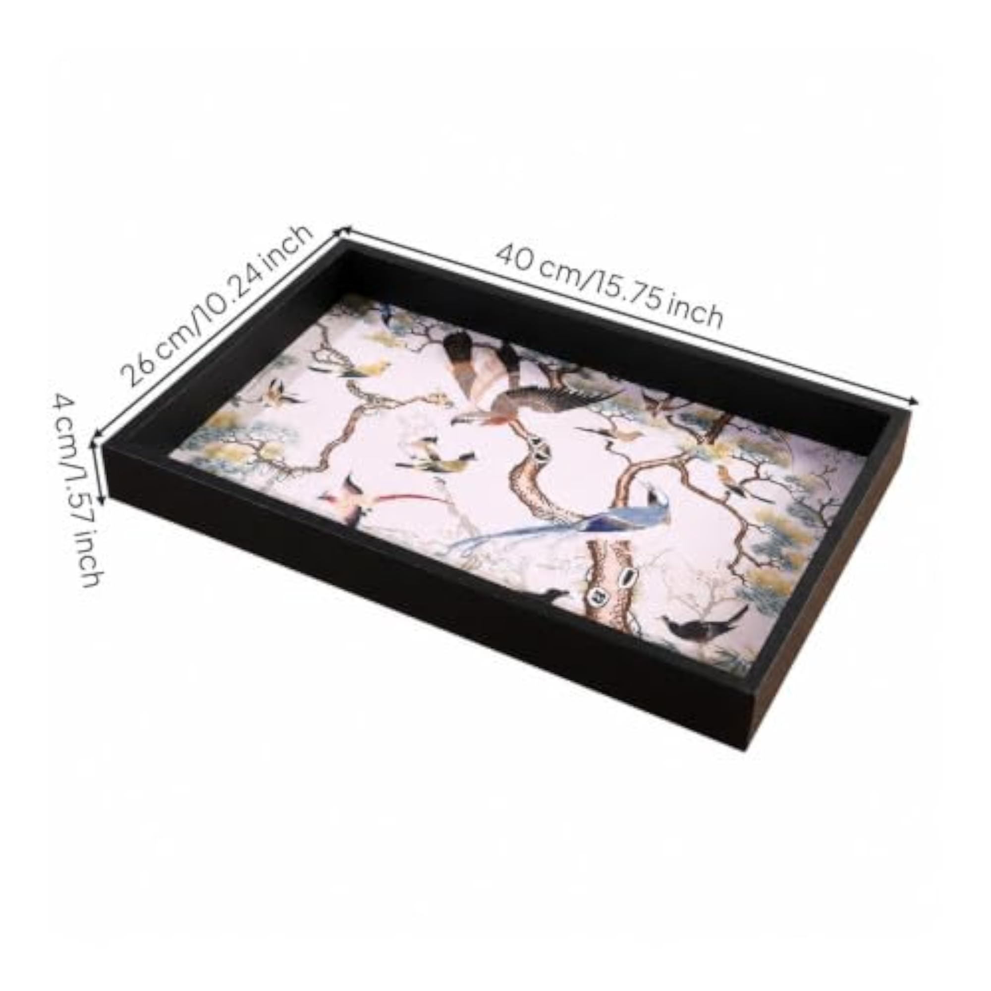 Rectangular Desktop Storage Tray with Raised Black Frame