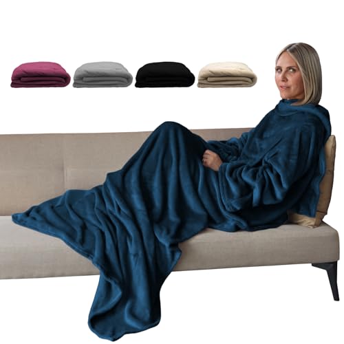 Vivezen - Couverture polaire plaid intégral avec manches et poche - Taille adulte - Plusieurs coloris