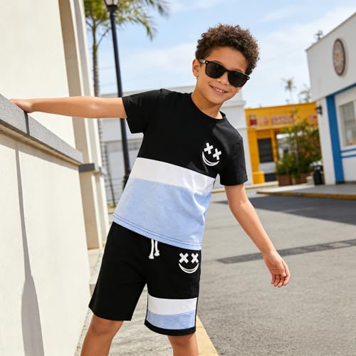 Image of Boys Clothes 2 Piece Size 6-13Y Short Sleeve T-Shirt & Shorts Set Casual Kids Boys Spring Summer Outfits